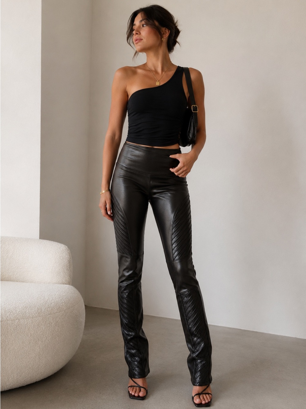 SPANX Black Faux Leather Moto Leggings